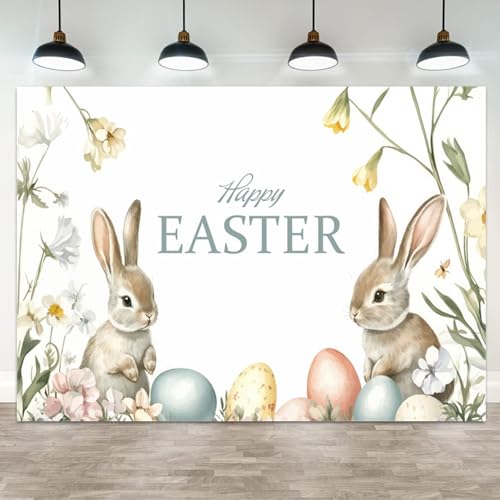 5x3ft Easter Backdrop Happy Easter Bunny Theme Spring Floral Party Background Decoration for Home Wall Decor Photo Booth Props Festive Holiday Celebration Supplies - color: color 20, size: 5x3ft