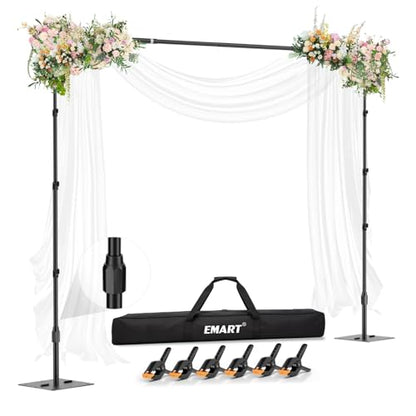 EMART Backdrop Stand,10x10ft(WxH) Adjustable Photo Background Stand with Upgrade Rod,Heavy Duty Flat Base,Metal Pipe and Drape Frame for Wedding,Birthday Party,Event Decorations,Trade Displays - size: 10x10ft