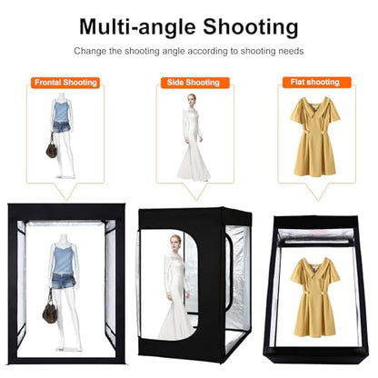 48"x78"x40" Large Photo Studio Light Box Photography, 8 Light LED Panels Dimmable Shooting Tent with 3 Color Backdrops Continuous Lighting Softbox for Model Clothing Photography - size: 48x78 in (8 LED Strips)