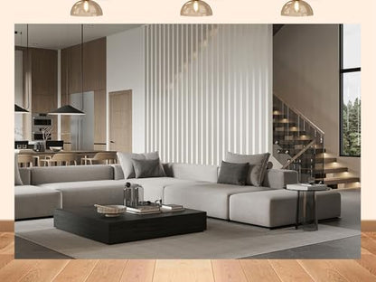 10x8ft Fabric Modern Minimalist Living Room Backdrop Neutral Tone Combination Sofa, Dark Wood Coffee Table and Open Kitchen for Video Photo Shoot Props - size: 10X8ft