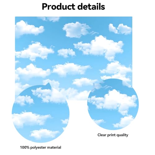 Qian 7x5ft Blue Sky White Clouds Backdrop Natural Scenery Sunshine Sky Clouds Photography Backdrop Wedding Birthday Party Decoration Newborn Baby Shower Backdrop