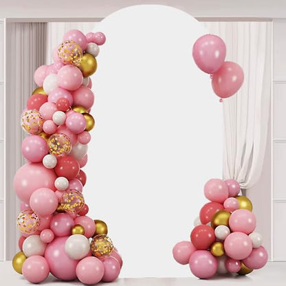 6.6FT Wedding Arch Cover Spandex Fitted Wedding Arch Stand Covers Round Top Chiara Arch Backdrop Cover for Birthday Party Ceremony Banquet Decoration White（Only Cover） - size: 6.6ft Cover
