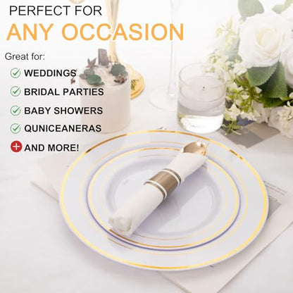50Guests Pre Rolled Gold Plastic Silverware Sets - Heavy Duty Gold Cutlery - Include 50 Pack Wrapped Disposable Utensils with Napkins for Parties, Dinners & Weddings - color: 50Pack - Gold