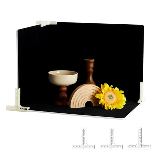 Black Velvet Photo Backdrop Boards for Product Photography, 3PCS Double-Sided Black and White Background with T-Stands, Flat Lay Tabletop Backdrop for Jewelry, Cosmetics, 15.8 x 11.8 Inch