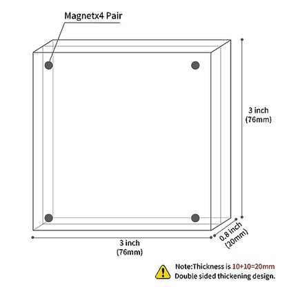 Sezanrpt Acrylic Picture Frames 3x3, 3 x 3 inch picture frame for 3x3 or 2x2 Pictures, Clear Double Sided Thick Photo Frames Desktop Pictures Display Small Tips Holder - size: 3'' x 3''