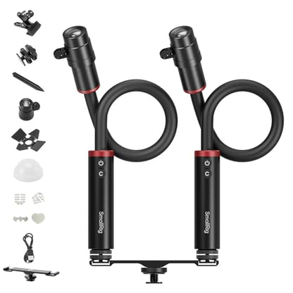 SmallRig RM 03 Macro Photography LED Light - 2 Pack, Adjustable Beam Angle, 5 Colors CRI95 TLCI92, Bendy Light with Cold Shoe Extension Bar, Clamp, Diffuser, Spotlight, Barndoor, Gobos, Stake - 5796 - color: RGB (2 Pack)