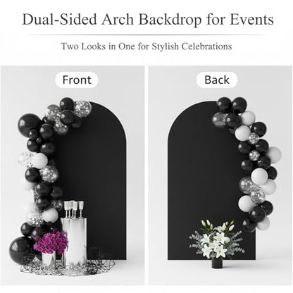 Double Sided 6.6FT Black Arch Backdrop Cover Spandex Fitted Stretchy Arch Covers for Wedding Birthday Party Bridal Baby Shower Ceremony - color: Black, size: 6.6FT