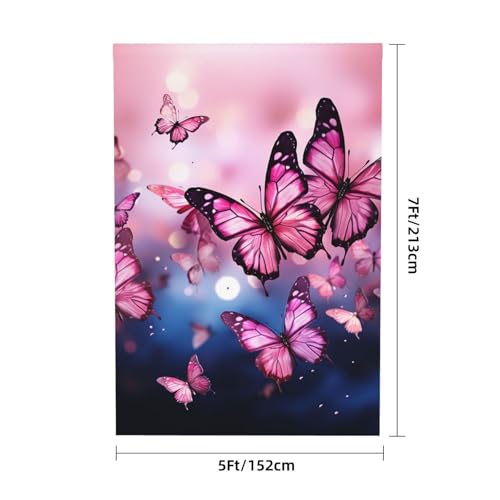 Pink Butterflies Backdrop Background for Photography 5x7ft Photobooth Professional Photo Backdrop Curtains Video Photography Studio Photo Backgrounds Banner Booth Background Screen Parties - color: Pink Butterflies