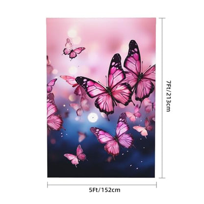 Pink Butterflies Backdrop Background for Photography 5x7ft Photobooth Professional Photo Backdrop Curtains Video Photography Studio Photo Backgrounds Banner Booth Background Screen Parties - color: Pink Butterflies