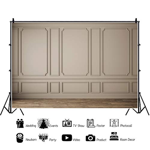 9x6ft Modern Classic Gray Panels Backdrop Vintage Interior Wood Floor Photography Background for Photographer Photo Empty Room Architectural Houses Flats Interior Decor Vinyl Studio Props - size: 9x6ft
