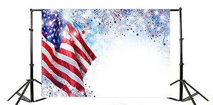 AOFOTO 9x6ft American Flag with Fireworks Backdrop 4 July Independence Day Photography Background Stars and Stripes USA Patriotic National Celebration Veteran Holiday Memorial Day Photo Studio Props - size: 9x6ft