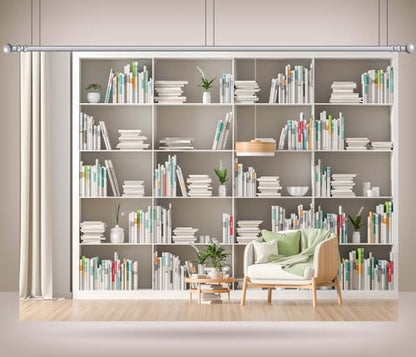 BELECO 20x10ft Fabric White Bookshelf Backdrop Modern Office Zoom Meetings Video Conference Background Living Room Study Banner Work from Home Online Meeting Photo Props - size: 20x10FT