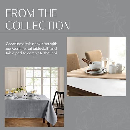 Elrene Home Fashions Continental Solid Texture Water and Stain Resistant Fabric Dining Napkins, Set of 4, 17"x17", Gray - color: Grey, size: 17" x 17" (Set of 4)