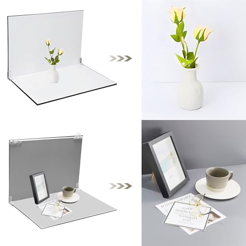 8PCS/16Patterns Photo Backdrop Kit,16.5 x 11.5 Double-Sided Photography Small Product Background Paper W/Light Reflector Cardboard,Tabletop Boards for Jewelry Food Cosmetics