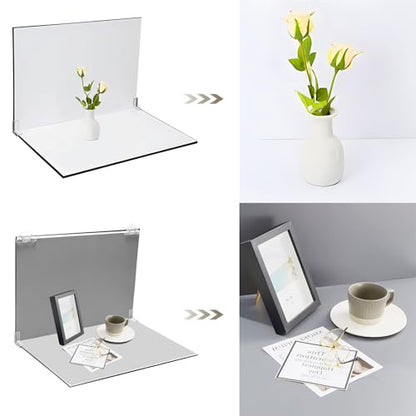 8PCS/16Patterns Photo Backdrop Kit,16.5 x 11.5 Double-Sided Photography Small Product Background Paper W/Light Reflector Cardboard,Tabletop Boards for Jewelry Food Cosmetics
