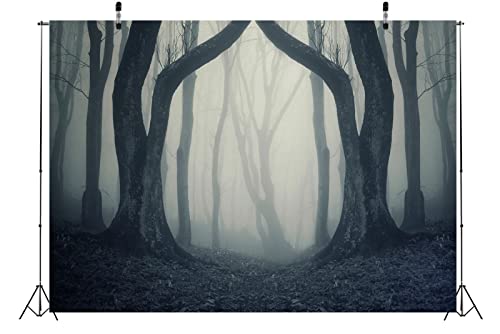 BELECO 10x6.5ft Fabric Dark Misty Woods Halloween Spooky Forest Backdrop for Photography Magic Grove Vampire Evil Trees Background Witch Wizard Sorcerer Ghost Theme Party Decor Banner Photo Props - size: 10x6.5FT