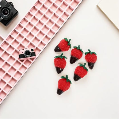 Lurrose 8pcs Chocolate Dipped Strawberry Ornaments Artificial Decorative Fruit Realistic Simulation Strawberries for Photography Props Cake Decoration