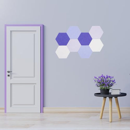 LAJAR 8 Pcs Hexagon Felt Bulletin Board Tiles, Self Adhesive Felt Pin Board Wall Tiles for Photos, Pictures, Memos (Purple) - color: Purple