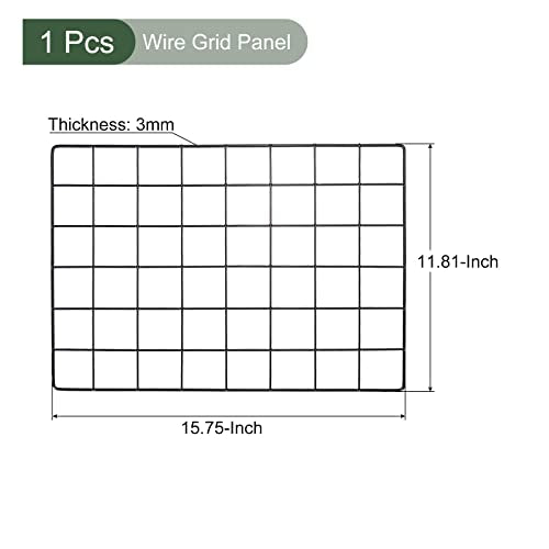 YOKIVE Iron Wire Grid Panel, Decorative Panels Board | Photo Pictures Display Holders Hanging Frame for Home Office (Black, 16"x12") - color: Black, size: 16"x12"