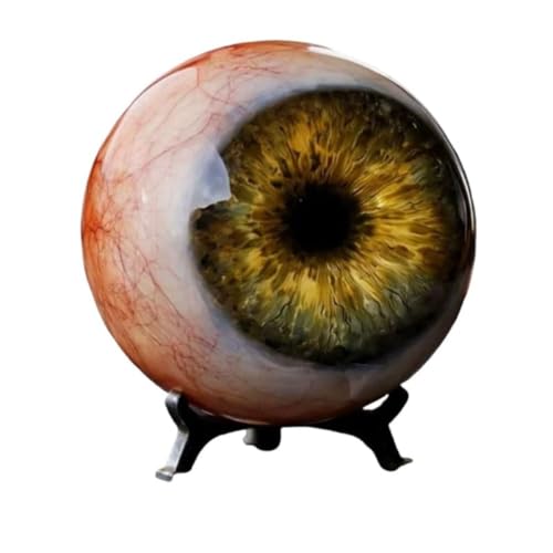 Hyper-Realistic Monster Eye Decor with Stand, 2.76 in Eyeball Orb for Halloween Shelf, Desk, Gothic Room Accent(Yellow) - color: Yellow