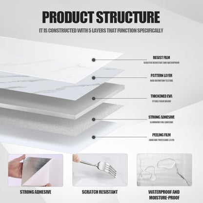 10pcs Thick Marble Peel and Stick Waterproof Wall Panels,Heat-Resistant Backsplash Tile, 23.6"x11.8" PVC Foam Wall Sticker for Kitchen,Living Rooms,TV Walls,White Gray (Not Real Tile 19.4Sq. Ft.) - color: White Gray, size: 23.6" x 11.8" x 4MM x 10Pack