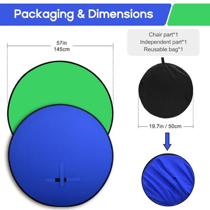 Portable Blue Green Screen Chair, 57 in Greenscreen Backdrop with Stand 2-in-1Double Sided Foldable Green Background, for Video Chats and Meetings, Photography, Photo Zoom, Streaming Games - color: Green/Blue