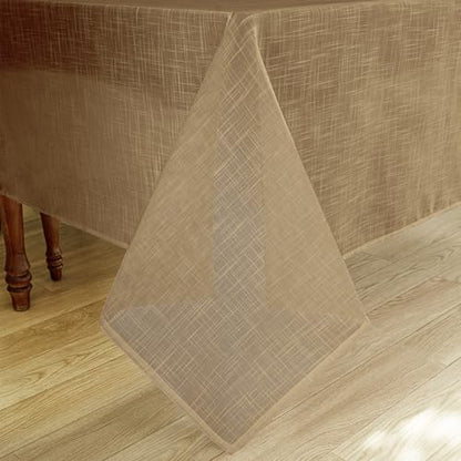 Natural Linen Rectangle Tablecloth, Slubby Textured Fall Lightweight Table Cloth 60 x 84 Inch, Water Resistant Stain Resistant Farmhouse Burlap Table Cover for Kitchen Dining Room, Taupe - color: Taupe, size: 84" x 60" (Rectangular) (1 Pack)