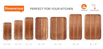 Small Wooden Platters Rectangle Mini Charcuterie Boards Acacia Wood Serving Trays Home Decor Cheese Board Cake Appetizer Plates Kitchen Charcuterie Platter for Food Dish Dessert Snack Tray - size: 10" x 5.5" x 0.6"