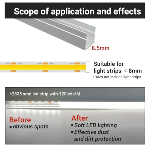 HAMRVL 6-Pack 16Inch 10×10mm LED Aluminum Channel System for Wood Slat Wall Panels, U Shape LED Channel Profile with Mounting Accessories, LED Strip Lights Diffuser for Acoustic Panels Home Decor - size: Silver-6Pack 16inch