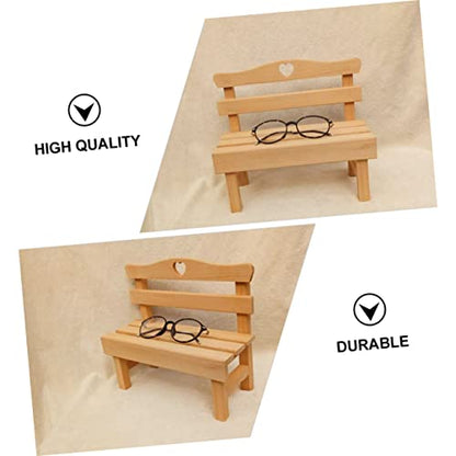 KESYOO 1pc Decorative Mini Pine Bench Figurine Creative Wooden Photography Prop Adorable Miniature Chair for Home Decor for Dollhouse Displays and