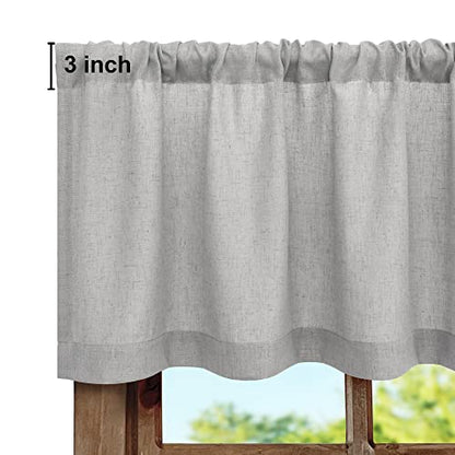 Linen Valance for Windows Kitchen Living Room Valance Rod Pocket Modern Farmhouse Country Rustic Bathroom Small Window Treatment Semi Sheer Curtain Valance for Bedroom Office Laundry Light Grey Gray - color: Grey