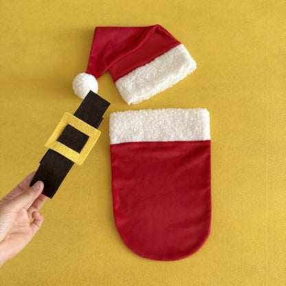 Christmas Newborn Baby Photo Shoot Props Outfits Crochet Clothes Santa Claus Red Hat Pants Photography Props - color: Big Red