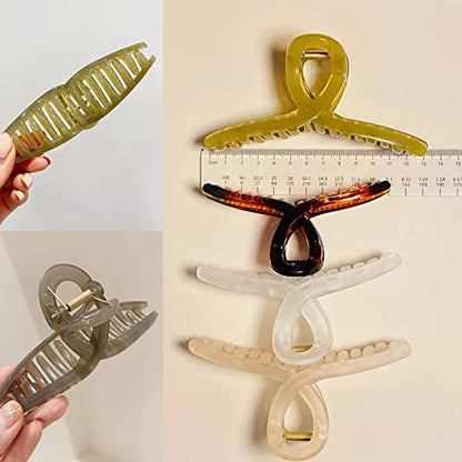 Big Hair Claw Clips - Butterfly Hair Accessories for Women and Girls with Long, Thick Hair - Large 5.1 Jelly Clips, 4 Pcs, Mother's Day Gifts - color: JellyHairClips4