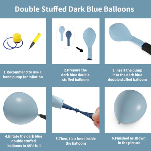 Double Dusty Blue Stuffed Balloons Different Size 115Pcs 5/10/12/18" Slate Blue Balloon Arch Garland kit for Birthday Baby Shower Bridal Shower Gender Reveal Wedding Theme Party - color: Dark Dusty Blue