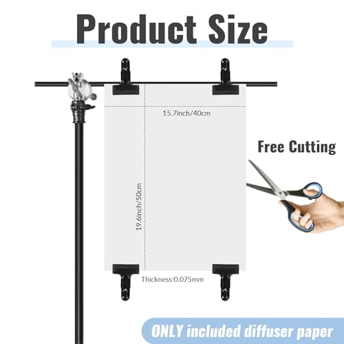 Barydat 12 Pcs Diffusion Film Filter Sheet 16x20'' Lighting Diffuser Sheet Led Light Diffuser Tape Lighting Gel Diffuser Roll Photography Video for Led Flash Strobe Light Photo Studio Product Portrait