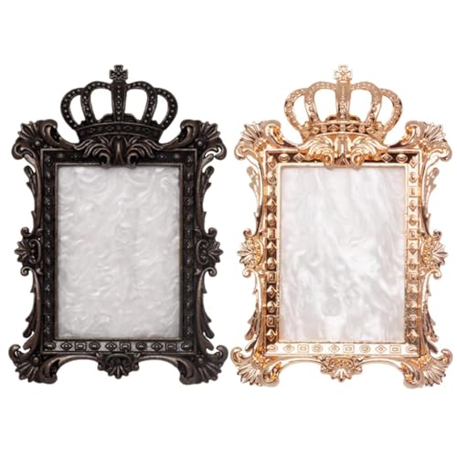 2 Pcs Nail Art Palette, Nail Art Painting Mixed Color Palettes Crown Nail Holder Retro Nail Art Display Board, Nail Art Display Tools Photography Props - color: Bronze Glod/Two Pieces