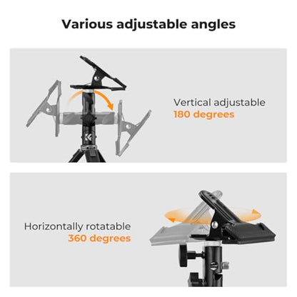 K&F CONCEPT Photography Reflector Holder, Photo Video Studio 5/8" Heavy Duty Metal Clamp Attachment, Light Stand Clip Mount with Umbrella Hole for Diffuser, Lighting
