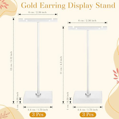 Kigeli 6 Pack Metal T Bar Earring Display Stand Retail Earring Display Holder Detachable Metal Earring Display Storage Rack Jewelry Photography Prop, Square Base, Height 4.3" and 5.1" (Silver) - color: Silver