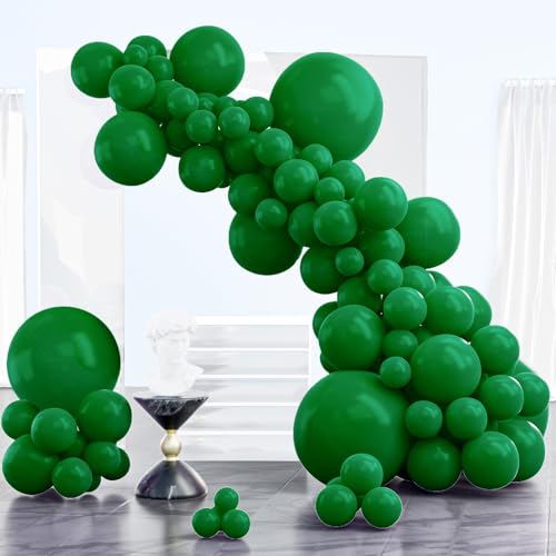 PartyWoo Dark Green Balloons 85pcs Different Sizes of 18 12 10 5 Inch Emerald Hunter Forest Green Balloon Arch Kit for Birthday Christmas Graduation Dinosaur Jungle Theme Party Decorations Green-Y56 - color: Hunter Green-y56
