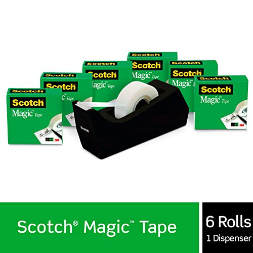 Scotch Magic Tape with Scotch Desktop Dispenser,6 Rolls of 3/4" x 1000" Each Plus 1 Desktop Tape Dispenser,Great for Repair,Wrapping and Office Applications,(Pack of 12) - size: 6 Rolls (Pack of 12)
