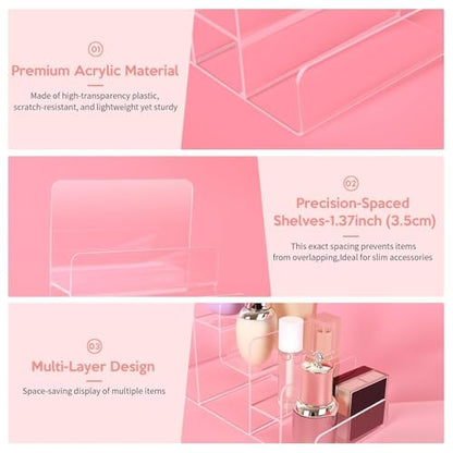 6-Tier Acrylic Purse Display Stand,Clear Wallet Display Organizer Handbag Stand Jewelry Shelf Plastic Perfume Stands Acrylic Shelf Risers Nail Polish Rack for Sunglasses Props Cosmetic Purse Handbag - size: 1PC