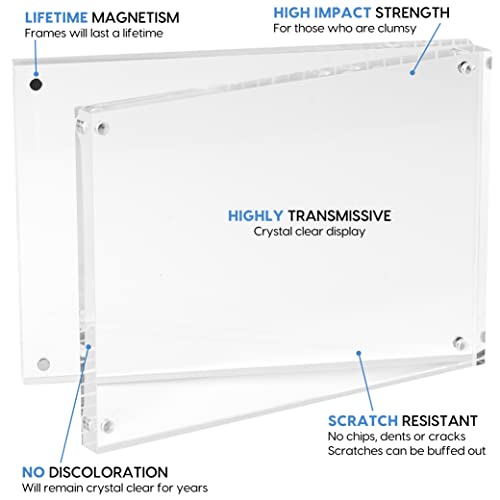 Mammoth 5x7 Picture Frame - Frameless, Thick Acrylic Magnetic Picture Frame Design - Lucite Picture Frames 5x7 Holders for Portraits, Art Prints, and Memorable Events (5 Pack) - size: 5x7 Frame (5 Pack)
