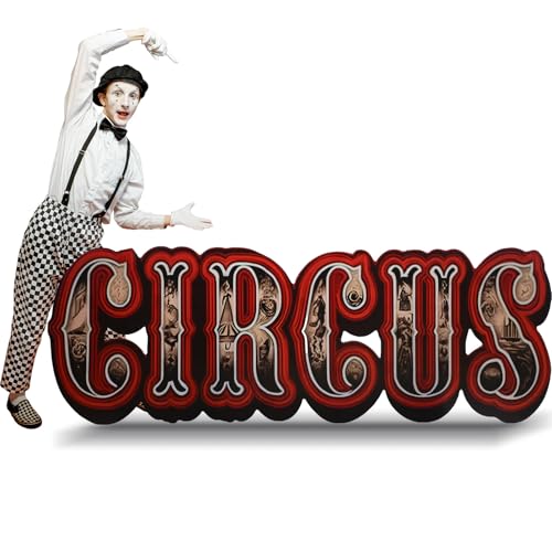 Bucherry 7.7ft Vintage Carnival Circus Letter Cardboard Cutout Stand up Life Size Carnival Circus Themed Party Decoration Backdrop Photo Props Standup for Theme Party Supply - size: 7.7ft, style: Vintage Carnival Circus