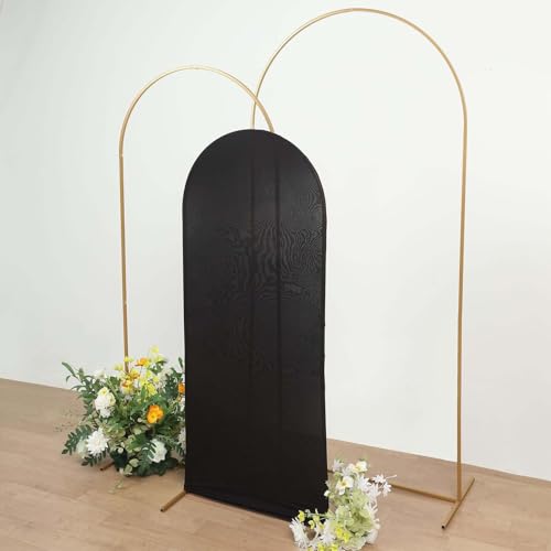 Efavormart 5ft Black Spandex Fitted Arch Slipcover, Snug Fit Round Top Backdrop Sleeve for Modern Edgy Decor and High-Contrast Staging - color: Black, size: 5 FT