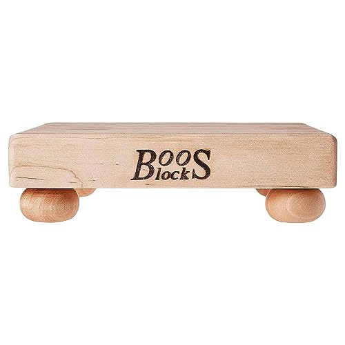 John Boos B Series Square Wooden Maple Cutting Board 9”x9” – 1.5” Thick, 3.7-lb Non-Reversible Butcher Block with Wood Bun Feet & Edge-Grain - color: Maple with Wood Feet, size: 9"L x 9"W