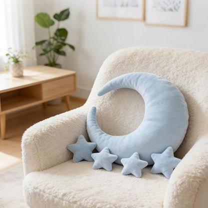 Newborn Photography Props 5Pcs Baby Moon Star Pillow Set Newborn Photography Posing Pillows Adjustable Photography Props, Blue - color: Baby Blue