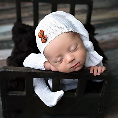 Zeroest Newborn Photography Props Boy Outfits Baby Photo Props Outfit Newborn Boy Photo Shoot Hat Set (White) - color: White