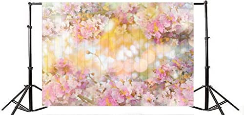 AOFOTO 15x10ft Pink Floral Wood Backdrops Spring Blossom Flowers Wooden Wall Valentines Day Decoration Wallpaper Photography Background Newborn Kids Baby Portrait Photoshoot Photo Studio Props Vinyl - size: 15x10ft