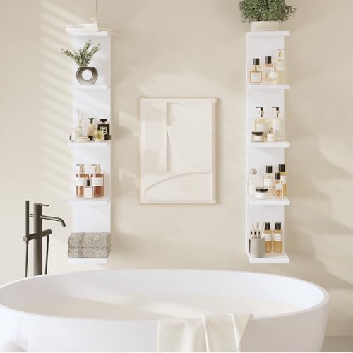 LitaEther 5 Tier White Lack Wall Shelf - Multi-Functional Display Organizer for Anime Figures, Funko Pop, Plants, Makeup & Books (7.1" x 5.5" x 30.7") – Space-Saving Floating Shelf for Home & Office