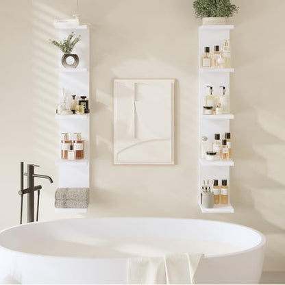 LitaEther 5 Tier White Lack Wall Shelf - Multi-Functional Display Organizer for Anime Figures, Funko Pop, Plants, Makeup & Books (7.1" x 5.5" x 30.7") – Space-Saving Floating Shelf for Home & Office